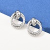 304 Stainless Steel Textured Ring Stud Earrings EJEW-P324-04P-1