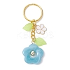 Flower Acrylic Imitation Gemstone Pendant Keychain KEYC-JKC00692-01-1