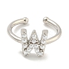 Rack Plating Brass Open Cuff Rings for Women RJEW-F162-01P-W-2