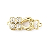 Brass Micro Pave Clear Cubic Zirconia Interlocking Clasps KK-U059-16G-1