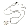 201 Stainless Steel Flat Round Pendant Flat Snake Chain Necklaces for Men NJEW-S387-04P-4