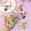 St. Patrick's Day Alloy Enamel & Faux Suede Tassel & Wood Keychains KEYC-YW00199-01-5