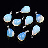 Opalite Stone Pendants with Platinum Plated Iron Findings G-R252-08-1
