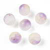 Frosted Baking Paint Crackle Glass Beads with Glitter Powder DGLA-T004-6mm-01E-1