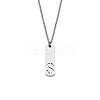 304 Stainless Steel Rectangle with Laser Cut Initial Pendant Necklaces FS-WG71FEF-23-1