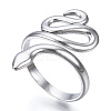 Non-Tarnish 304 Stainless Steel Snake Open Cuff Ring for Women RJEW-N040-01-1