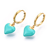 Ion Plating(IP) Enamel Heart Dangle Hoop Earrings EJEW-T018-01B-2