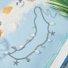 Ocean Theme Alloy and Natural Shell Starfish Shell Shaped Charm Waist Chains with Alloy Buckle AJEW-WH20019-31-3