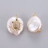 Natural Cultured Freshwater Pearl Pendants PEAR-J004-30G-2