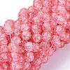 1Strand Salmon Transparent Crackle Glass Round Beads Strands X-CCG-Q001-6mm-03-1