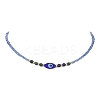Natural Lapis Lazuli & Lampwork Evil Eye & Seed Beaded Necklace NJEW-JN04423-6