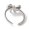 Bowknot Brass Micro Pave Clear Cubic Zirconia Open Cuff Rings for Women RJEW-C098-03P-3