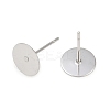 Non-Tarnish 304 Stainless Steel Flat Round Blank Peg Stud Earring Findings A-STAS-S028-37-2