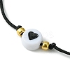 2Pcs 2 Color Acrylic Heart & Glass Seed Braided Bead Bracelet Set BJEW-JB09801-4