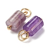 Natural Amethyst Column Charms with 304 Stainless Steel Jump Rings G-Q032-01D-2