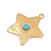 304 Stainless Steel with Synthetic Turquoise Pendants STAS-H253-01A-G-2