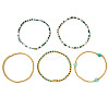 5Pcs St. Patrick's Day Brass & Acrylic & Glass Seed Bead & Natural Shell Stretch Bracelets for Women MR9061-7-3