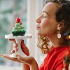 Santa Claus Alloy Enamel & Christmas Tree Lampwork Asymmetrical Earrings X1-EJEW-TA00230-3