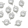 SHEGRACE Brass Pave Clear Cubic Zirconia Flat Round Connector Charms XGRQ3D002-500P-1