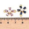Brass Micro Pave Cubic Zirconia with Plastic Pearls Connector Charms KK-Z145-09G-3