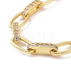 Clear Cubic Zirconia Oval Link Chain Bracelet BJEW-E015-01G-2