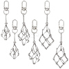 6Pcs 3 Styles Stainless Steel Braided Chain Macrame Pouch Empty Stone Holder Pendant Decorations HJEW-SC0003-05-1