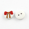 2-Hole Bowknot Pattern Printed Wooden Buttons X-BUTT-R033-014-2
