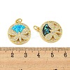 Flat Round with Dragonfly Brass Pendants Micro Pave Cubic Zirconia with Synthetic Opal KK-K356-06G-3
