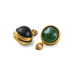304 Stainless Steel Wrapped Dyed Natural Quartz Round Charms STAS-H235-01G-02-2