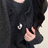 Heart Alloy Pendant Black Waxed Cord Necklaces FS-WGF806D-01-2