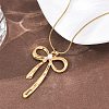 304 Stainless Steel Bowknot Pendant Double Layer Necklaces for Women LS-NJEW-Z108-01G-3