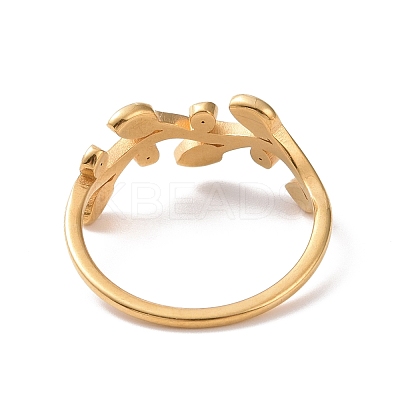 Crystal Rhinestone Leaf Finger Ring with Enamel RJEW-D120-20B-G-1