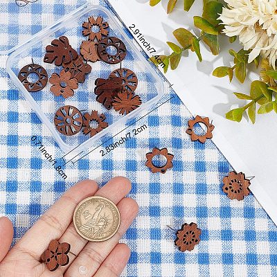 20Pcs 10 Styles Walnut Wood Stud Earring Findings FIND-BBC0001-46-1