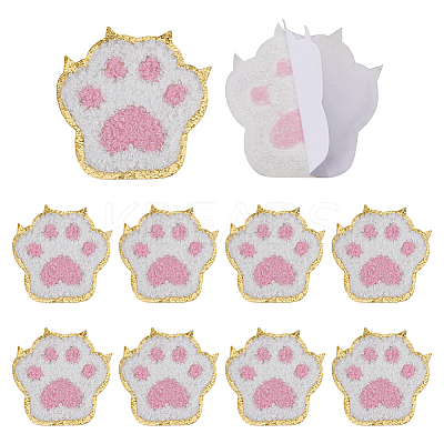 10Pcs Polyester Paw Print Iron on/Sew On Patches PATC-FG0002-76-1