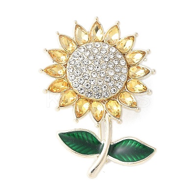 Sunflower Alloy Rhinestone Brooches for Backpack Clothes LS-JEWB-F038-04LG-1