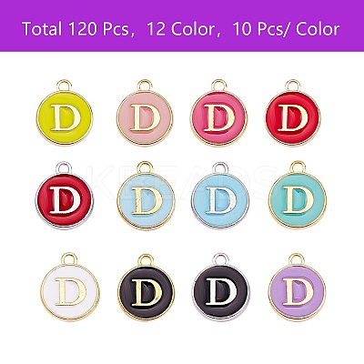 120Pcs 12 Colors Golden Plated Alloy Charms ENAM-SZ0001-64D-1