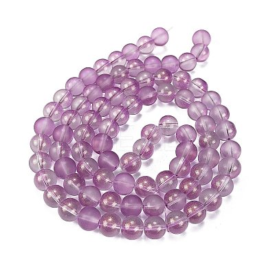 Frosted Transparent Glass Bead Strands GLAA-P065-10mm-07-1