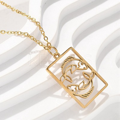 304 Stainless Steel Necklace NJEW-D330-01G-12-1