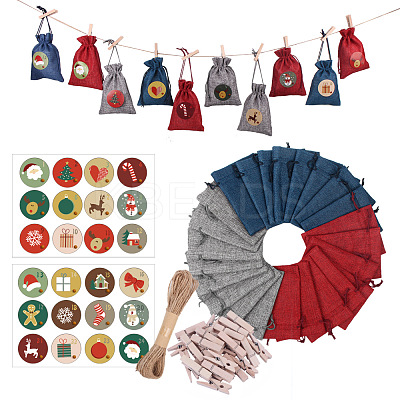 24 Days Burlap Hanging Advent Calendars DIY-B015-01-1