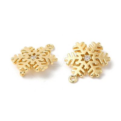 Brass Pave Clear Cubic Zirconia Connector Charms KK-P234-03G-1