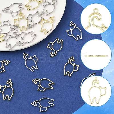 20Pcs 2 Colors Alloy Open Back Bezel Pendants FIND-FS0005-14-1