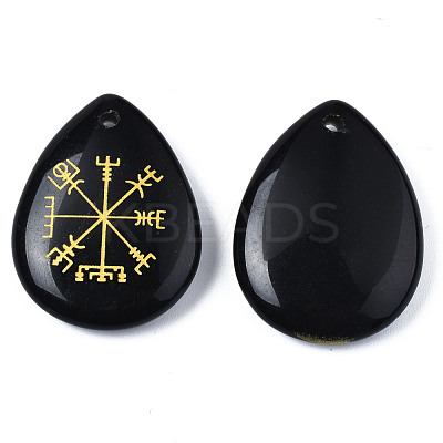 Natural Black Stone Pendants G-T122-72A-1