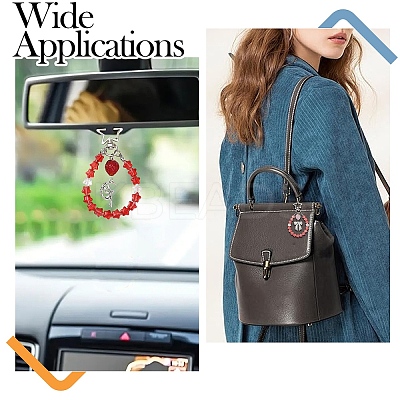 Glass Star & Alloy Bowknot Pendant Decoration HJEW-YW00071-01-1