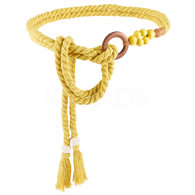 1Pc Handmade Weaving Cotton Tassel Waist Belts for Women Ladies Dress AJEW-CP0010-51A-1
