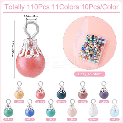 110Pcs 11 Colors Electroplate Glass Pendants PALLOY-TAC0309-1