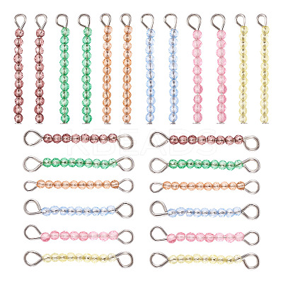 48Pcs 12 Colors Glass Rondelle Beaded Connector Charms PALLOY-TA00138-1