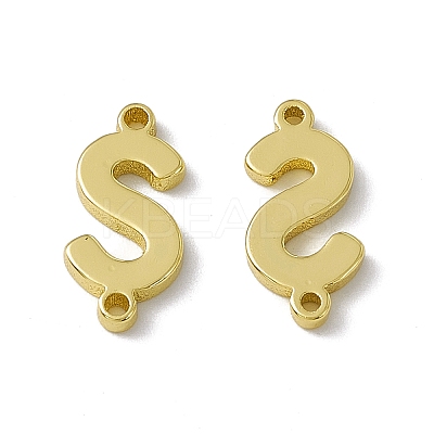 Rack Plating Brass Letter Connector Charms KK-C007-38G-S-1