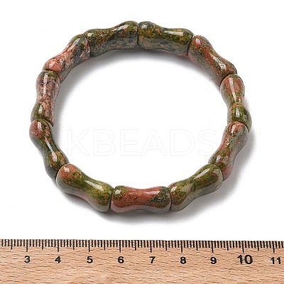 Bamboo Natural Unakite Beads Stretch Bracelets for Women Men BJEW-K304-01F-1