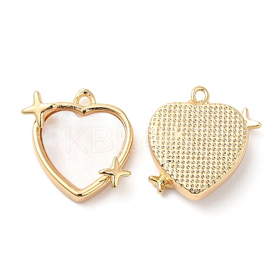 Natural Shell Heart Charms with Brass Findings KK-F855-14G-1