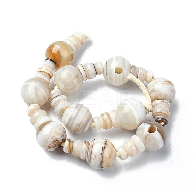 Natural Banded Agate 3-Hole Guru Bead Strands G-K149-42-1